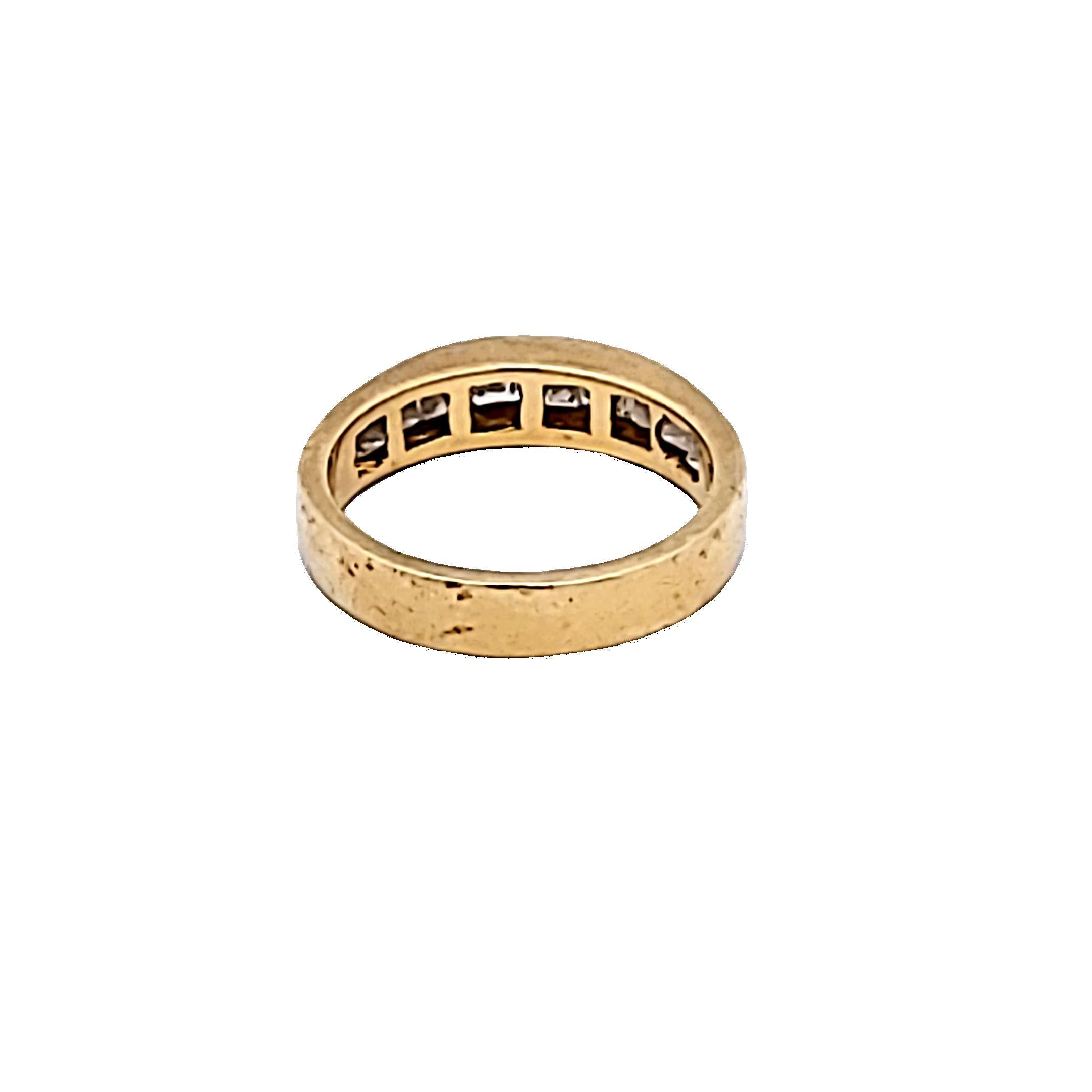 14K Yellow Gold Band Ring with 0.75 Carat Princess Cut G-VS1 Diamonds Size 6