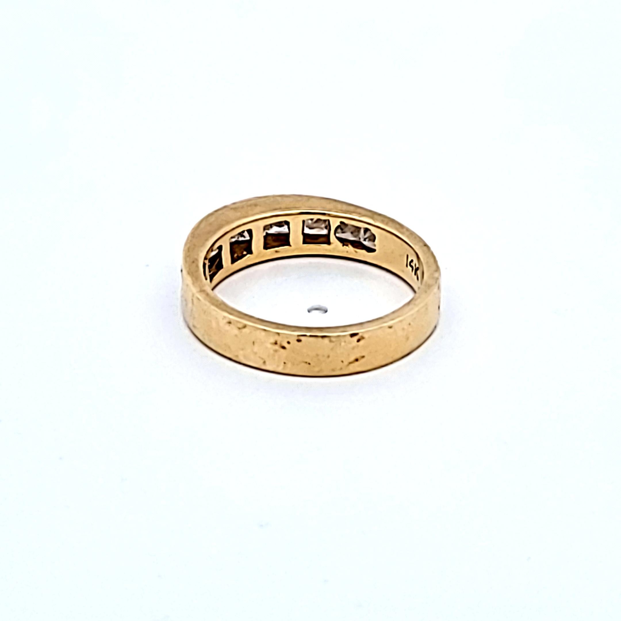 14K Yellow Gold Band Ring with 0.75 Carat Princess Cut G-VS1 Diamonds Size 6