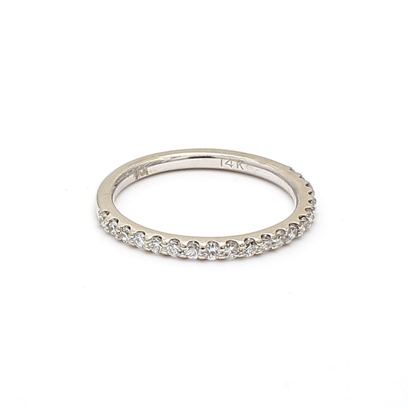 0.20 Carat Round Brilliant H SI1 Diamond 14 Karat White Gold Band Ring