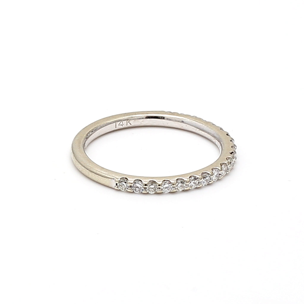 0.20 Carat Round Brilliant H SI1 Diamond 14 Karat White Gold Band Ring