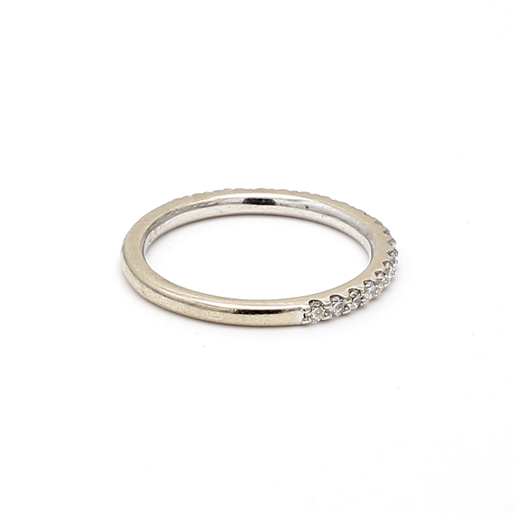 0.20 Carat Round Brilliant H SI1 Diamond 14 Karat White Gold Band Ring
