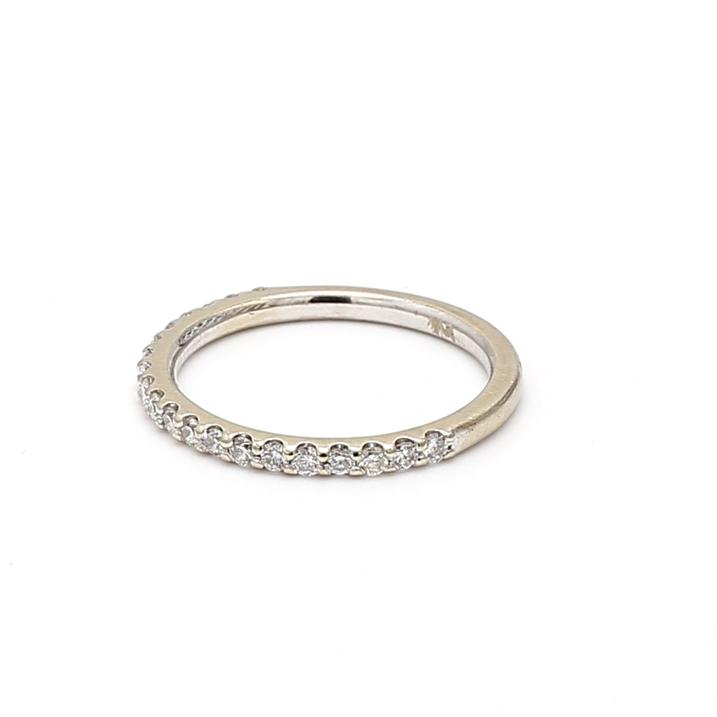 0.20 Carat Round Brilliant H SI1 Diamond 14 Karat White Gold Band Ring