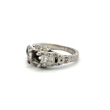 0.09 Carat Baguette Shape H VS1 Diamond Platinum Semi Mount Ring