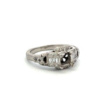 0.09 Carat Baguette Shape H VS1 Diamond Platinum Semi Mount Ring