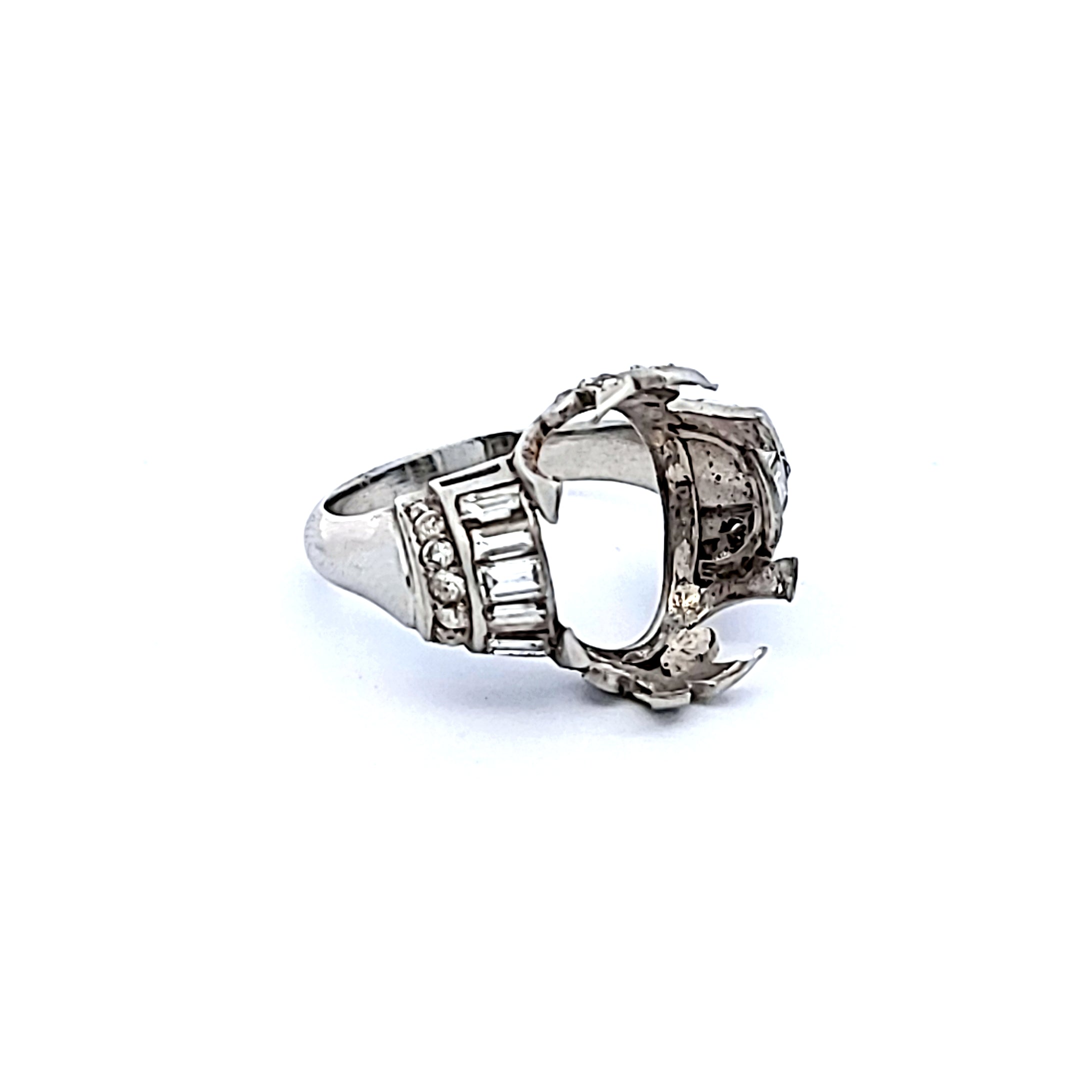 0.70 Carat Radiant Cut G-VS Diamond Platinum Semi Mount Ring
