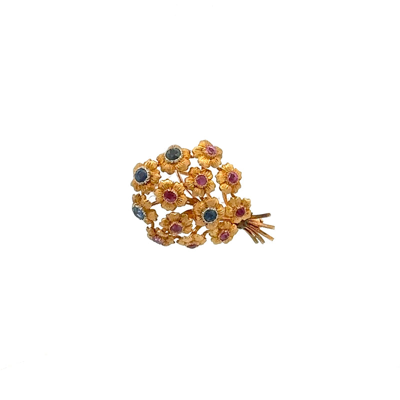 Buccellati Vintage 10.10 Grams Multi Stone 18 Karat Yellow Gold Pin