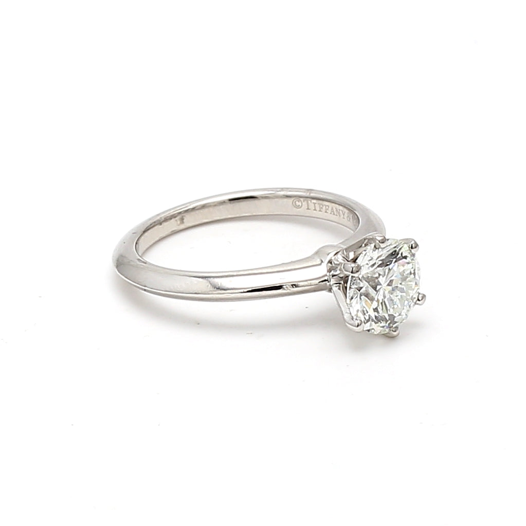 Tiffany & Co 1.30 Carat Round Brilliant H VS2 Diamond Platinum Engagement Ring
