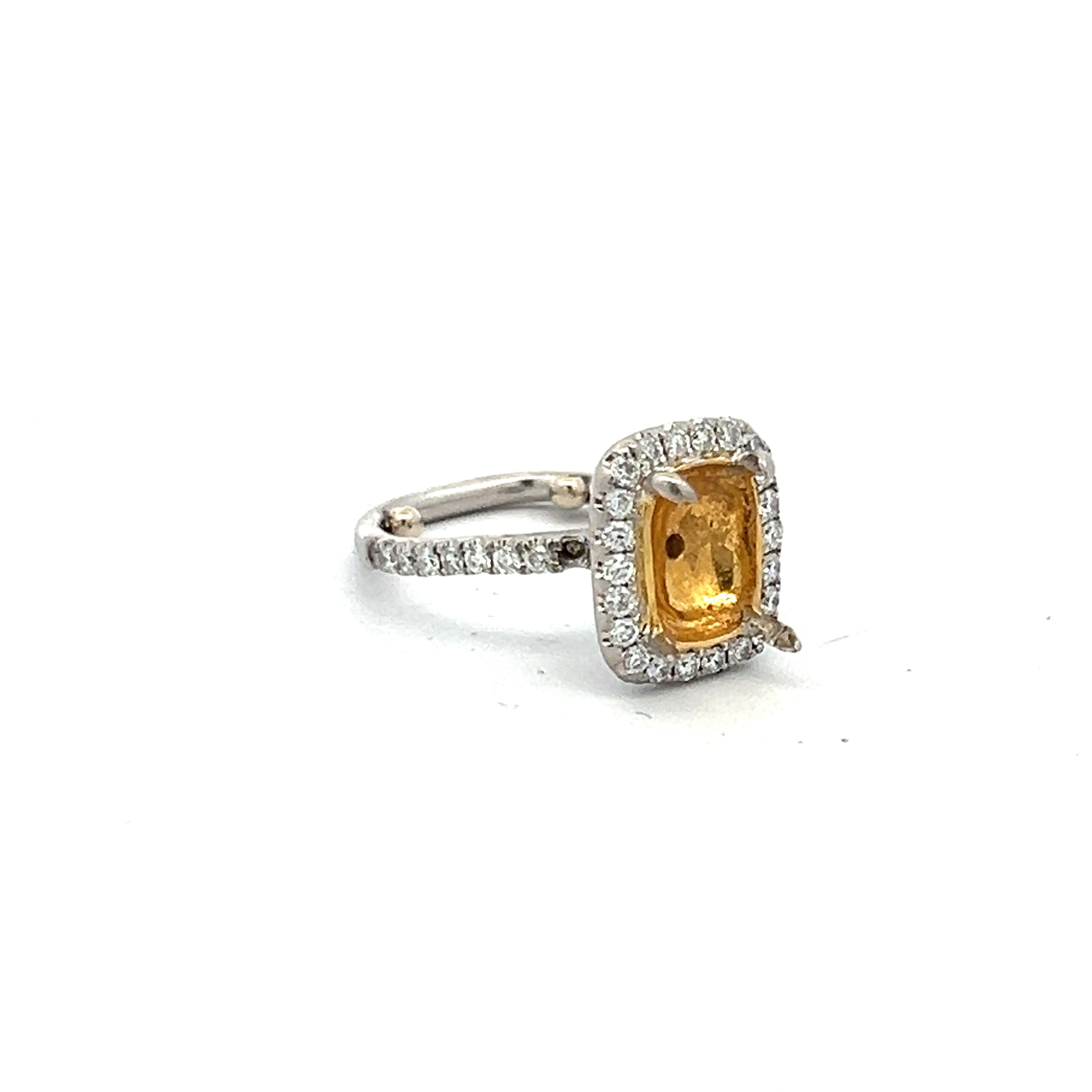 18K Two-Tone Gold Semi Mount Ring with 0.33 Ct. Diamond Fits 7.66x4.19mm 2.00ct+