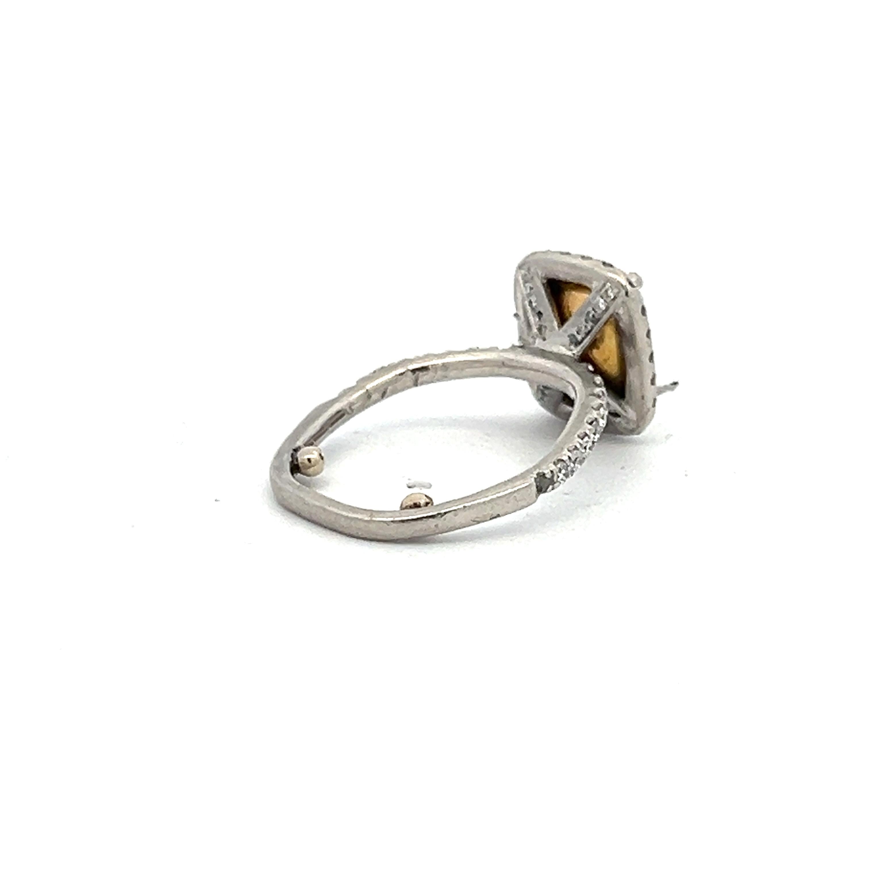 18K Two-Tone Gold Semi Mount Ring with 0.33 Ct. Diamond Fits 7.66x4.19mm 2.00ct+