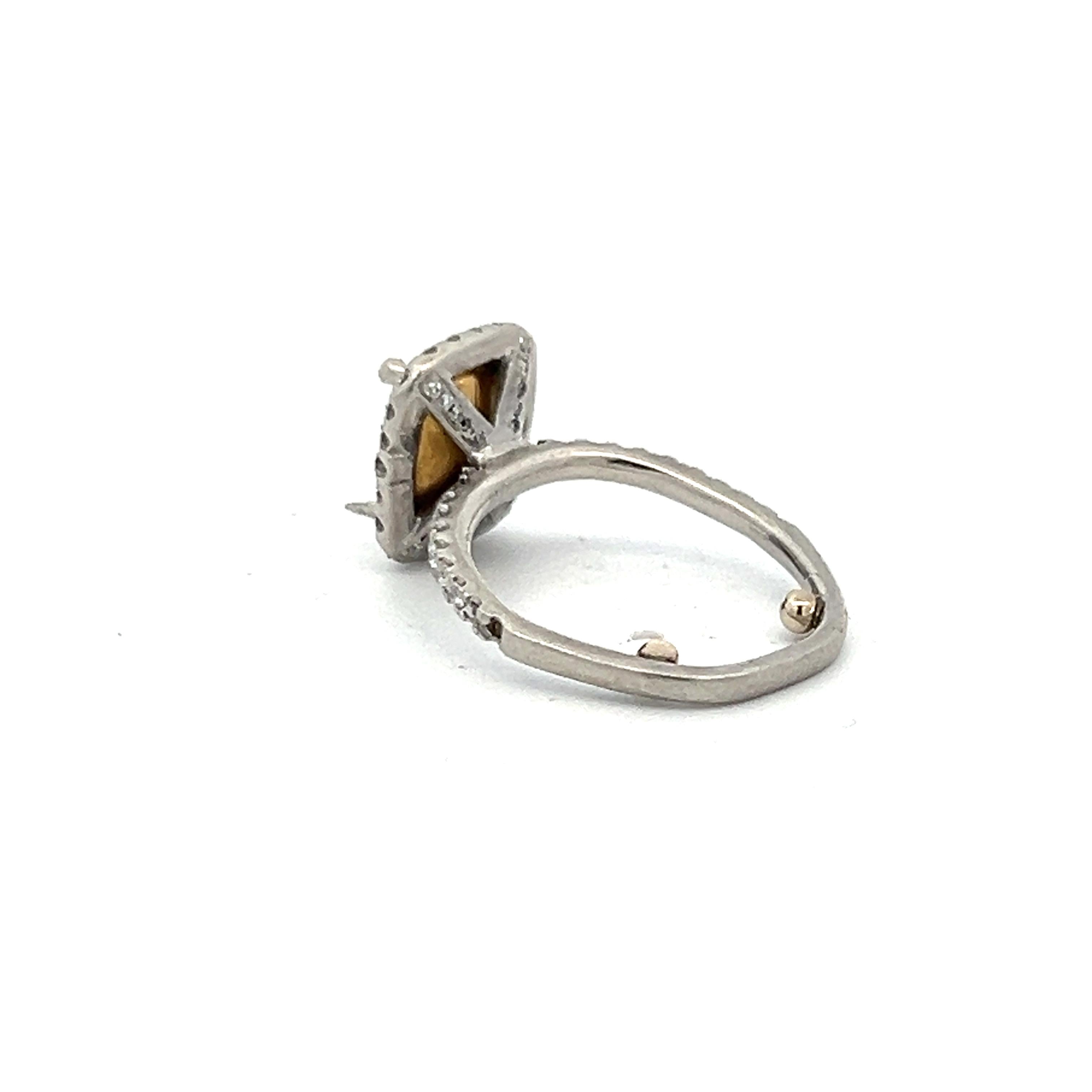 18K Two-Tone Gold Semi Mount Ring with 0.33 Ct. Diamond Fits 7.66x4.19mm 2.00ct+