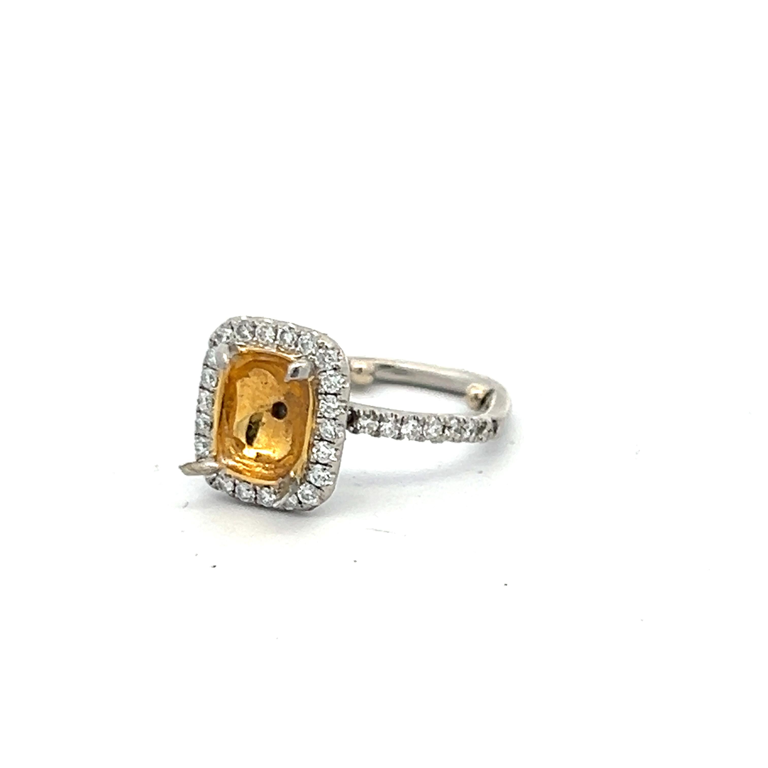 18K Two-Tone Gold Semi Mount Ring with 0.33 Ct. Diamond Fits 7.66x4.19mm 2.00ct+
