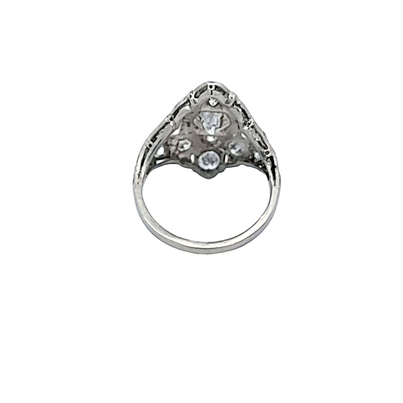 1.62 Carat Old European Cut J I1 Diamond Platinum Art Deco Ring