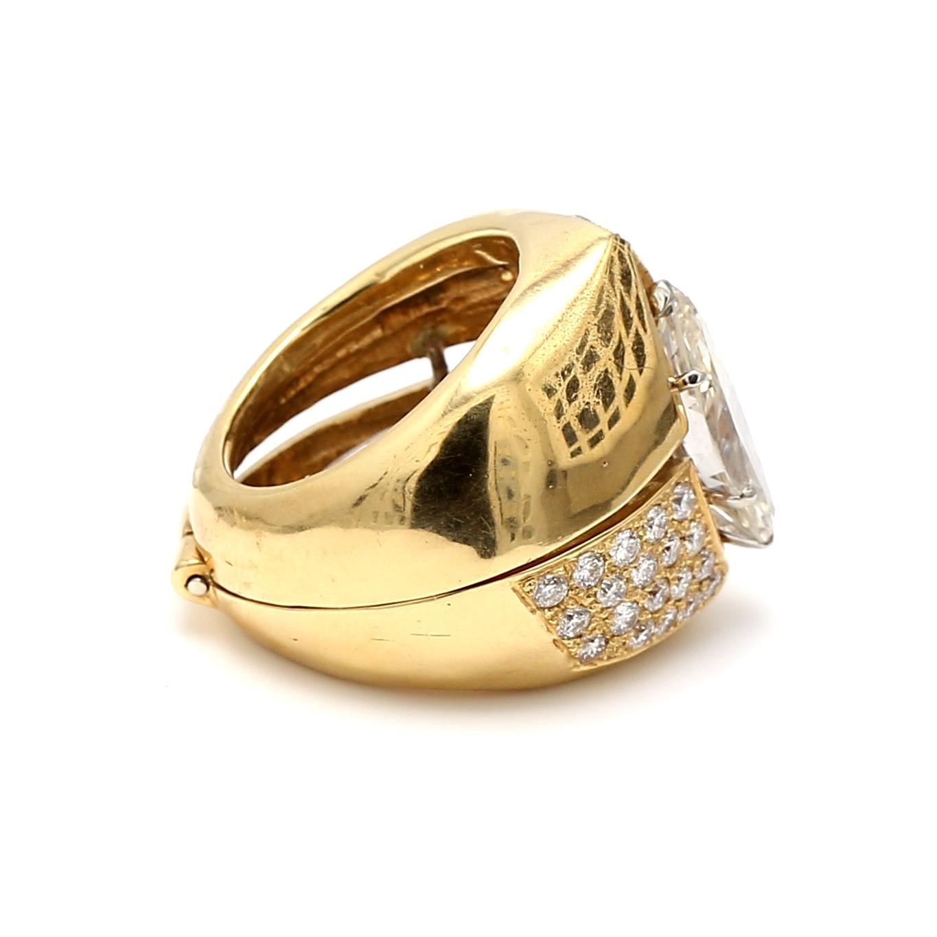 18K Gold-Platinum Cocktail Ring with 5.46 Ct. Round and GIA Marquis Diamonds
