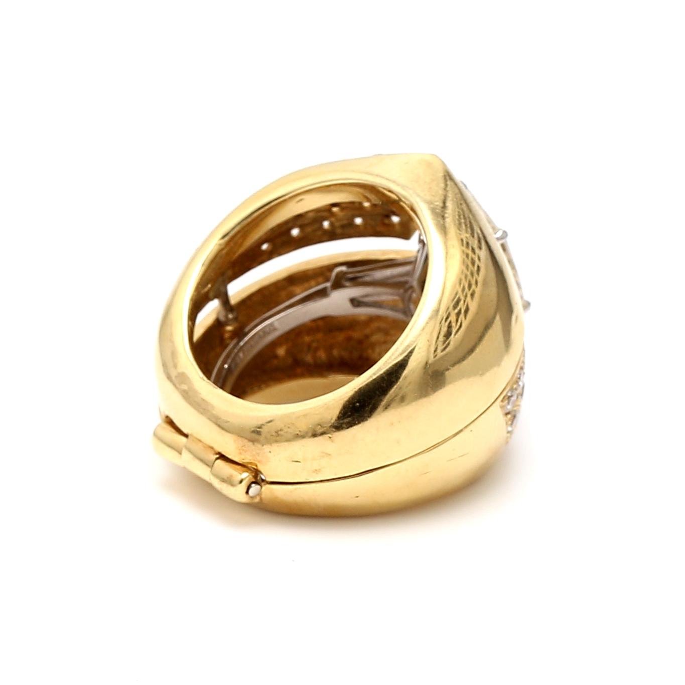 18K Gold-Platinum Cocktail Ring with 5.46 Ct. Round and GIA Marquis Diamonds