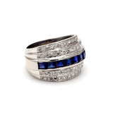 2.00 Carat Sapphire 0.61 Carat Round Diamond Platinum Band Ring