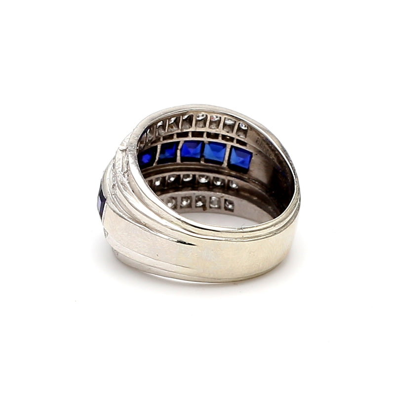 2.00 Carat Sapphire 0.61 Carat Round Diamond Platinum Band Ring