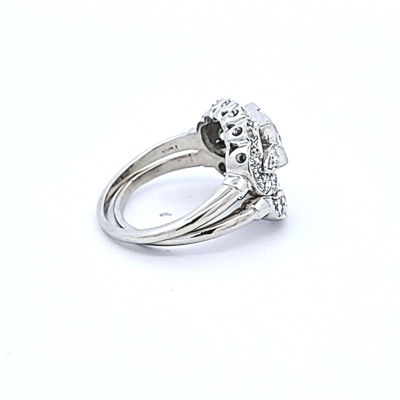 1.95 Carat Old European Cut and Circular Brilliant Diamond Platinum Art Deco Ring