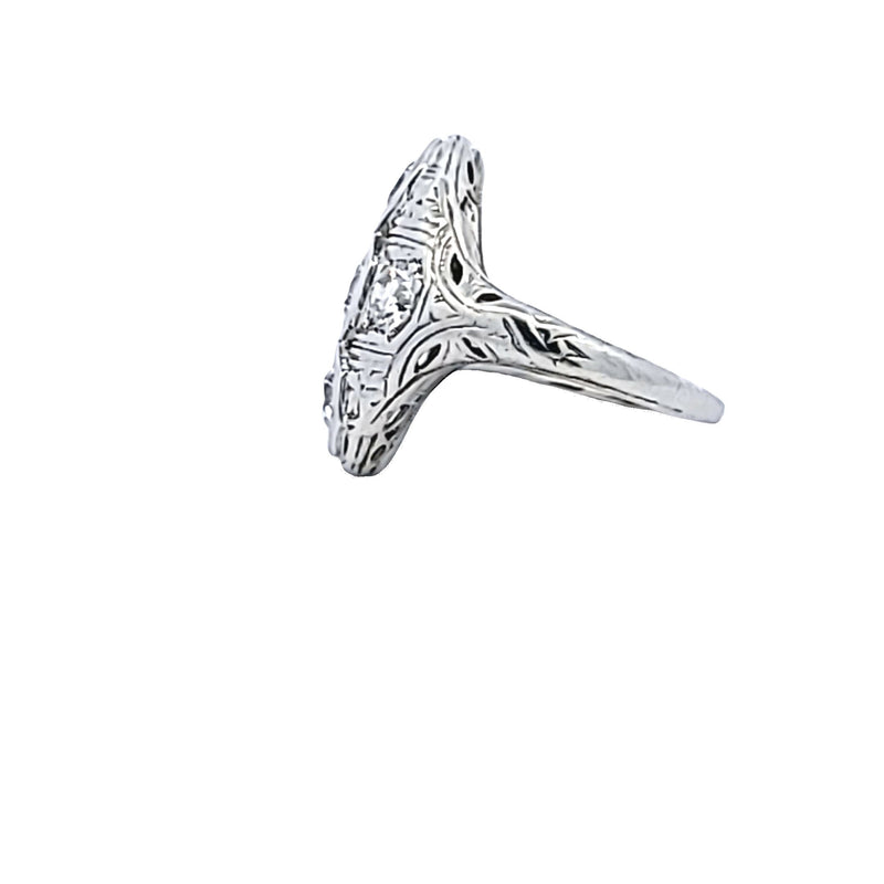 1.00 Carat Old European Cut E VS2 Diamond Platinum Art Deco Ring
