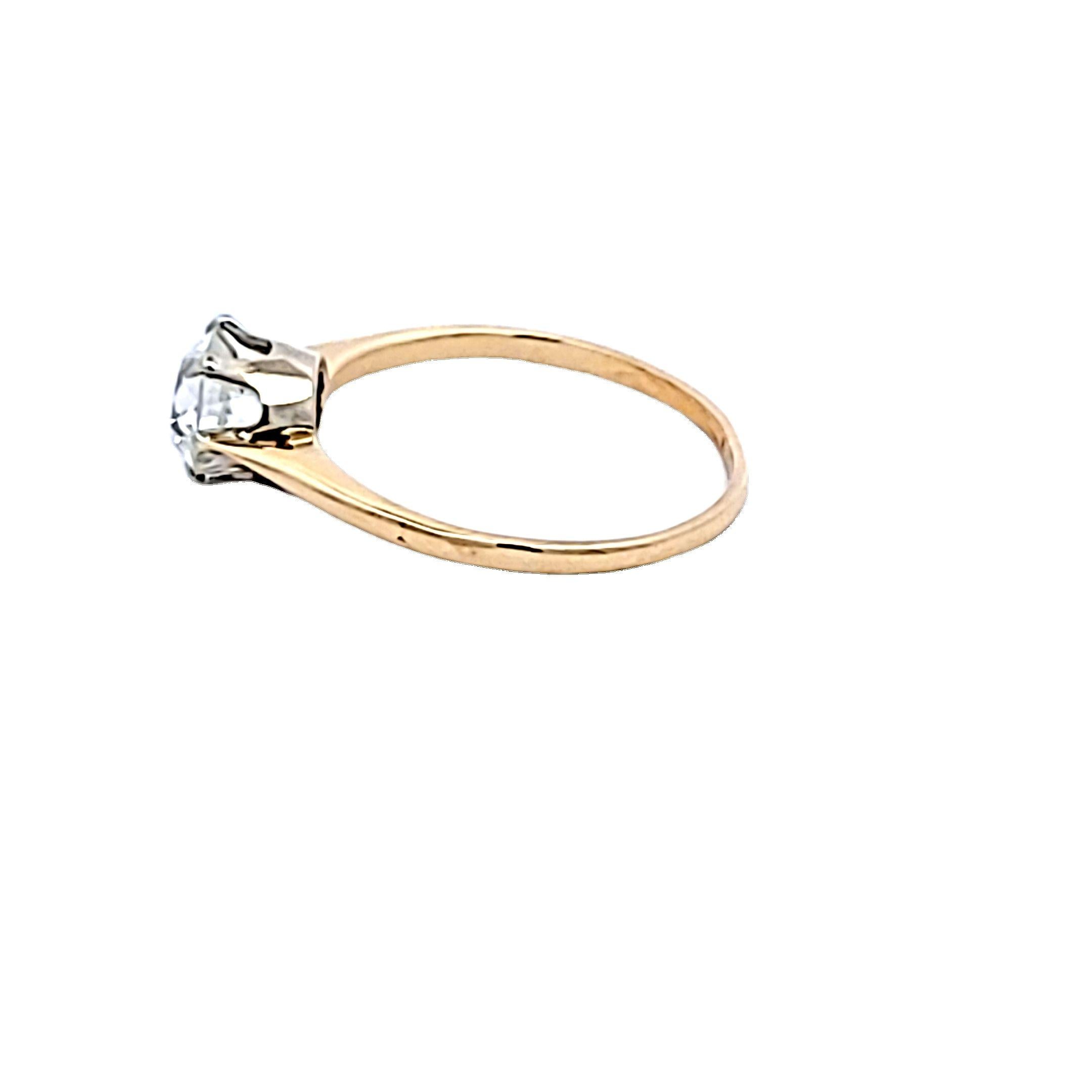 14K Yellow Gold Engagement Ring with 1.19 Carat Round Diamond Size 8 I VS2 GIA