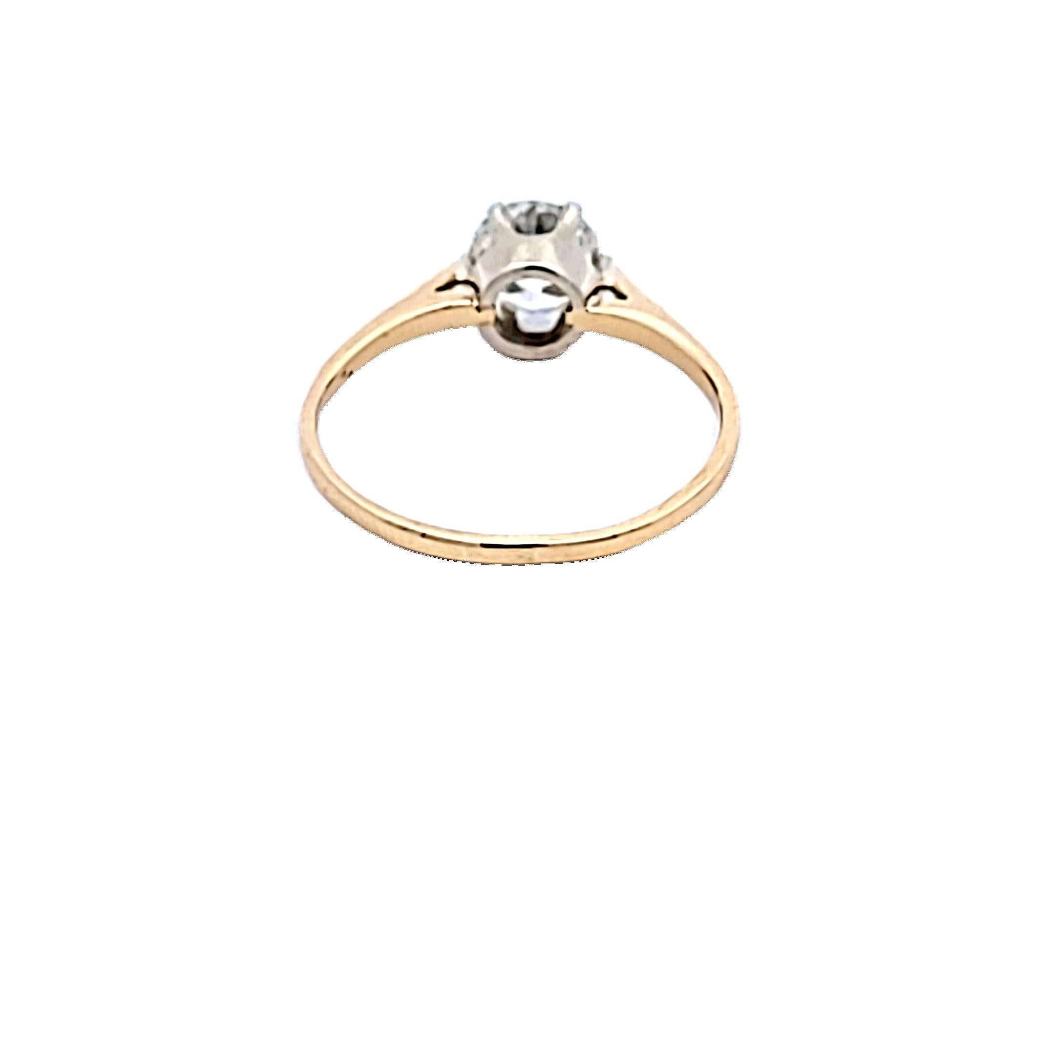 1.09 Carat Old European Cut H VS2 Diamond 14 Karat Yellow Gold Engagement Ring