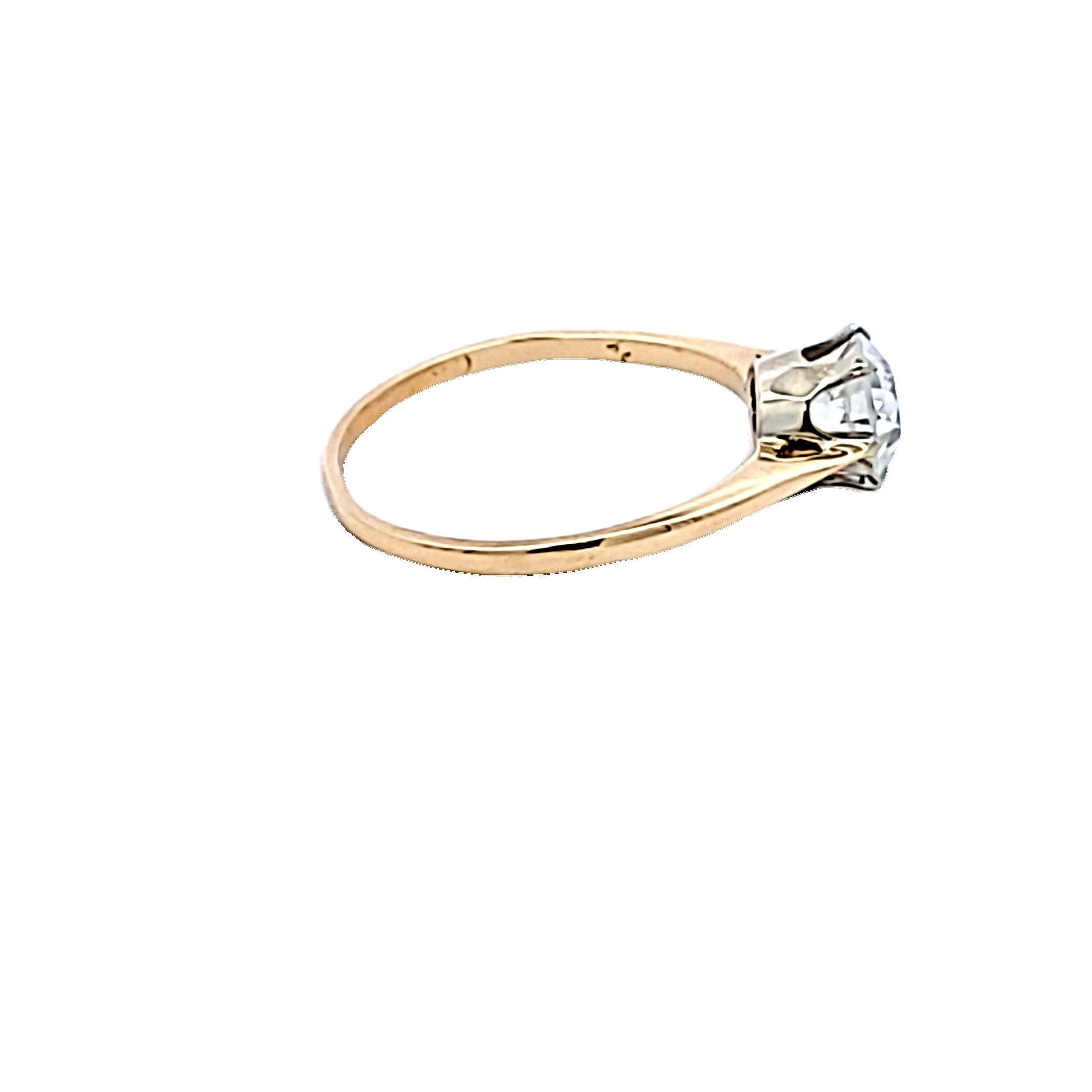 14K Yellow Gold Engagement Ring with 1.19 Carat Round Diamond Size 8 I VS2 GIA
