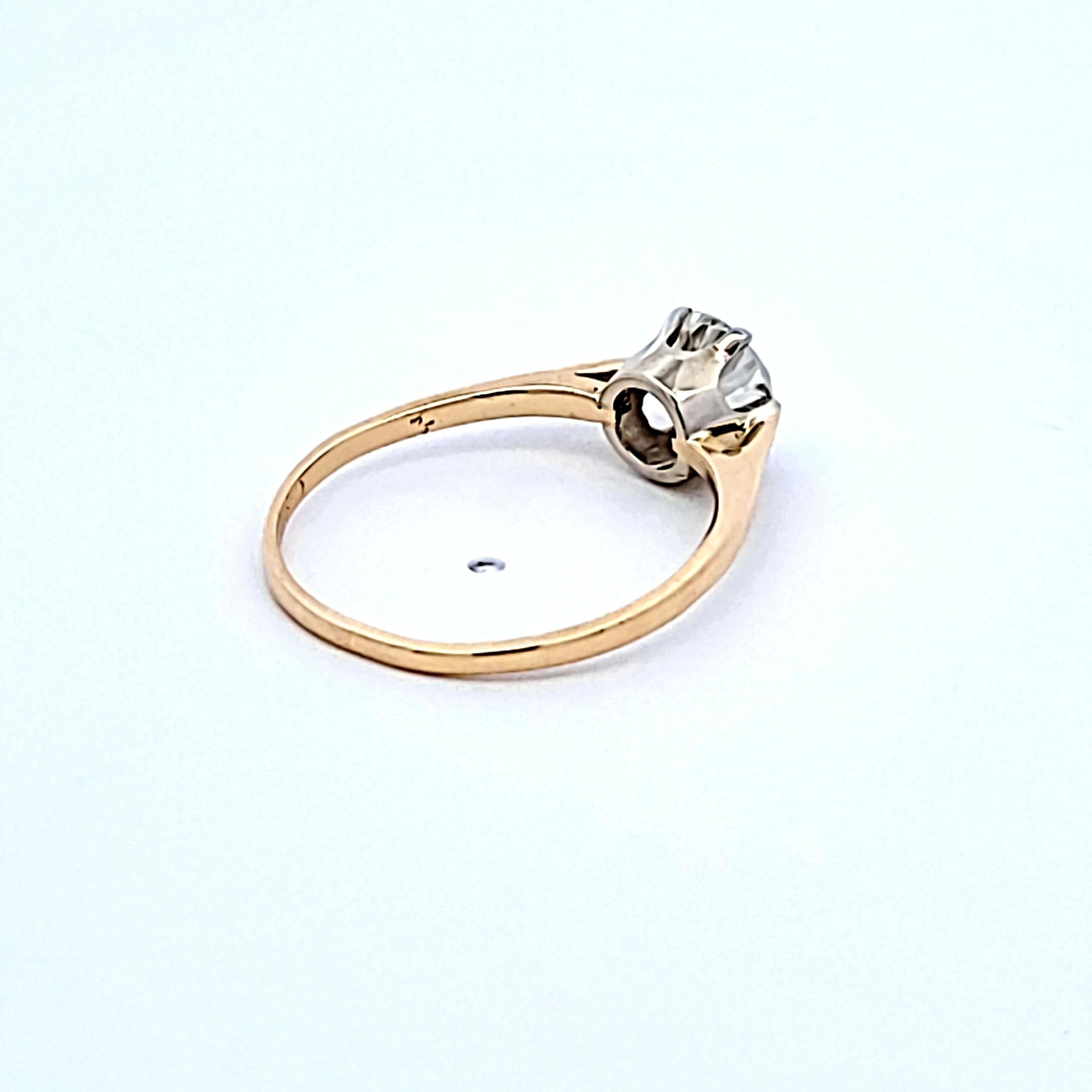 1.09 Carat Old European Cut H VS2 Diamond 14 Karat Yellow Gold Engagement Ring