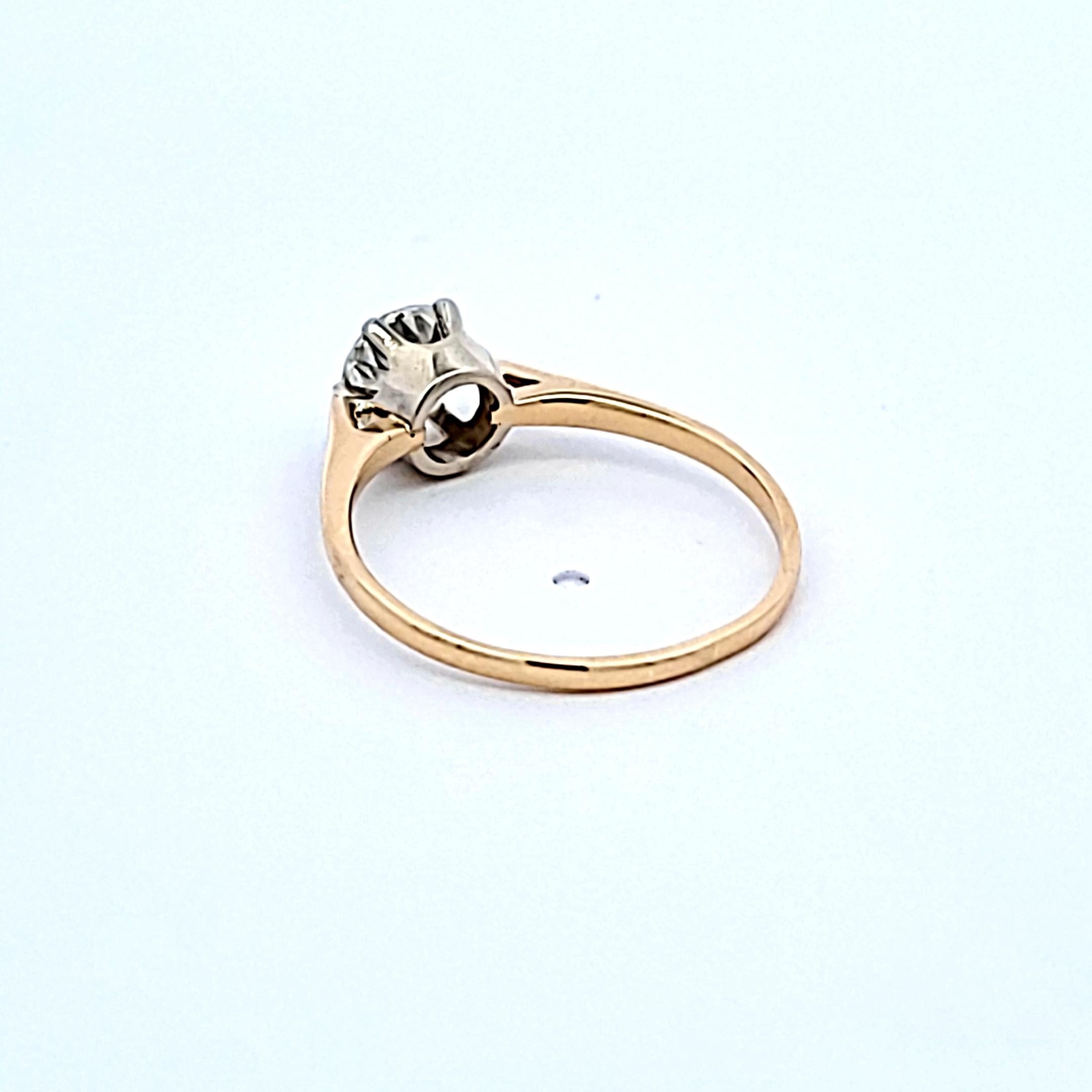 1.09 Carat Old European Cut H VS2 Diamond 14 Karat Yellow Gold Engagement Ring
