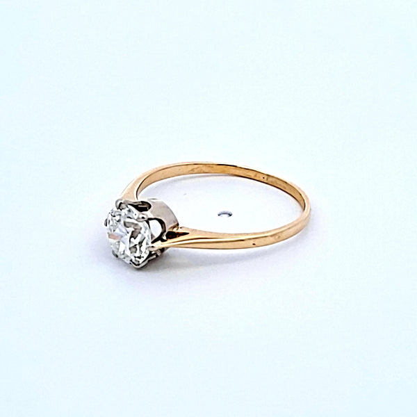 1.09 Carat Old European Cut H VS2 Diamond 14 Karat Yellow Gold Engagement Ring