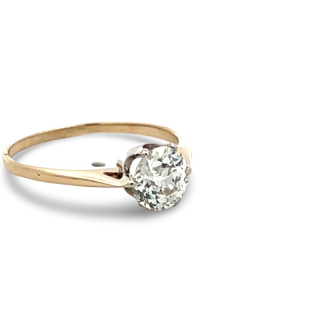 14K Yellow Gold Engagement Ring with 1.19 Carat Round Diamond Size 8 I VS2 GIA