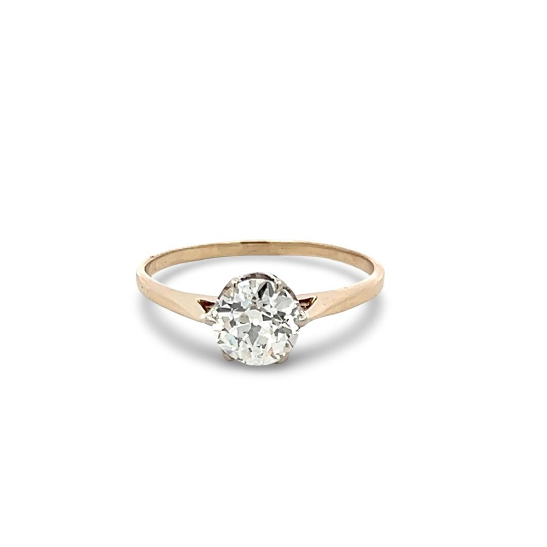 14K Yellow Gold Engagement Ring with 1.19 Carat Round Diamond Size 8 I VS2 GIA