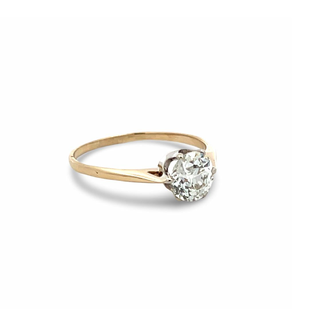 14K Yellow Gold Engagement Ring with 1.19 Carat Round Diamond Size 8 I VS2 GIA