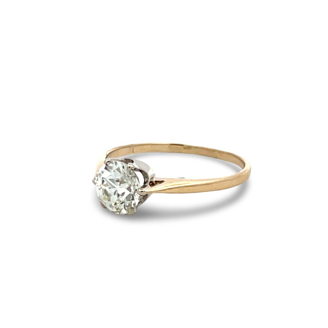 14K Yellow Gold Engagement Ring with 1.19 Carat Round Diamond Size 8 I VS2 GIA