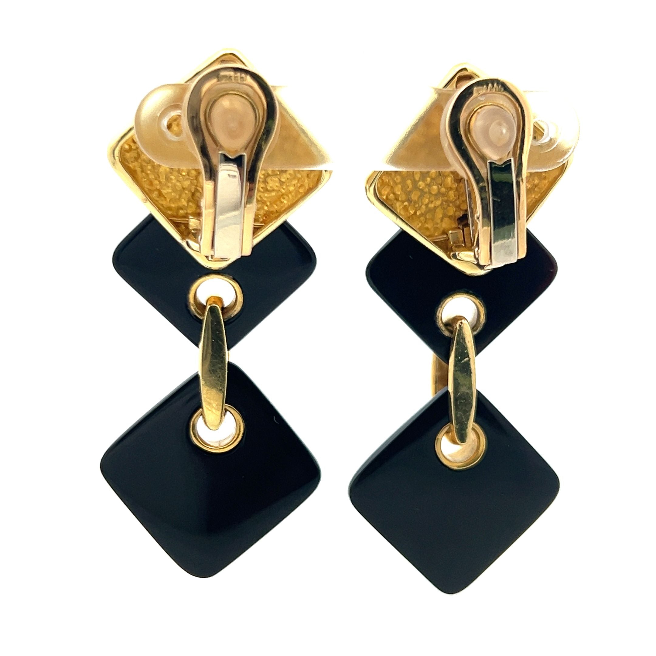 Cartier Aldo Cipullo 18 Karat Yellow Gold and Onyx Drop Earrings