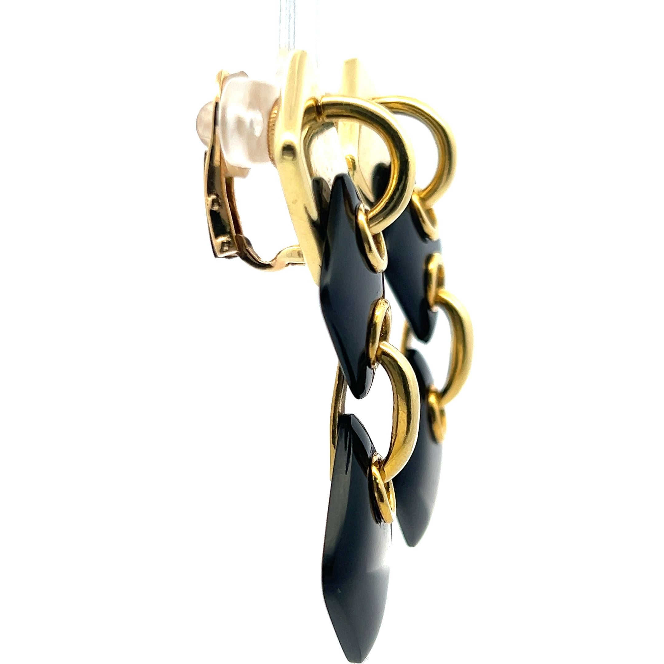 Cartier Aldo Cipullo 18 Karat Yellow Gold and Onyx Drop Earrings
