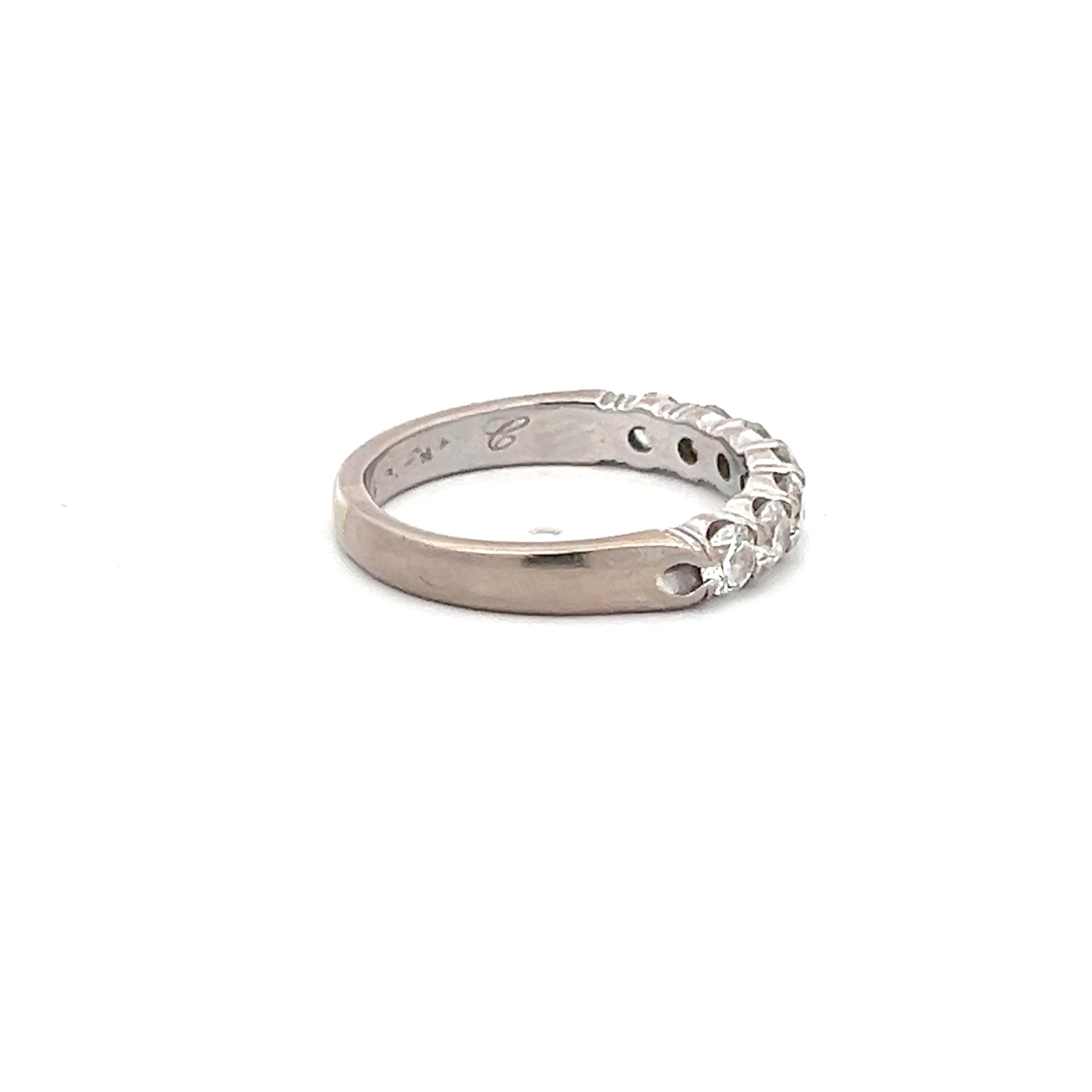 1.00 Carat Round Brilliant H SI1 Diamond 18 Karat White Gold Band Ring