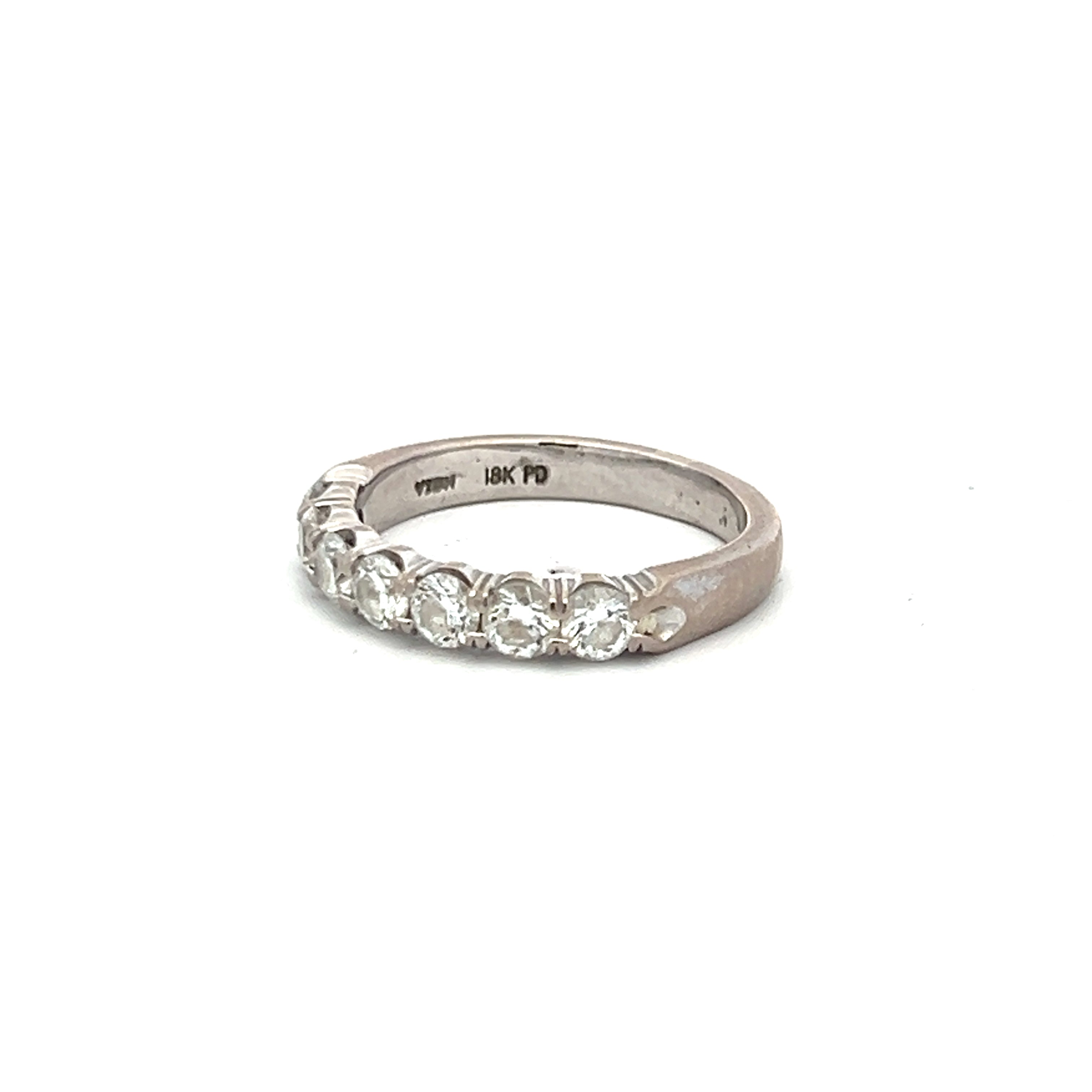 1.00 Carat Round Brilliant H SI1 Diamond 18 Karat White Gold Band Ring