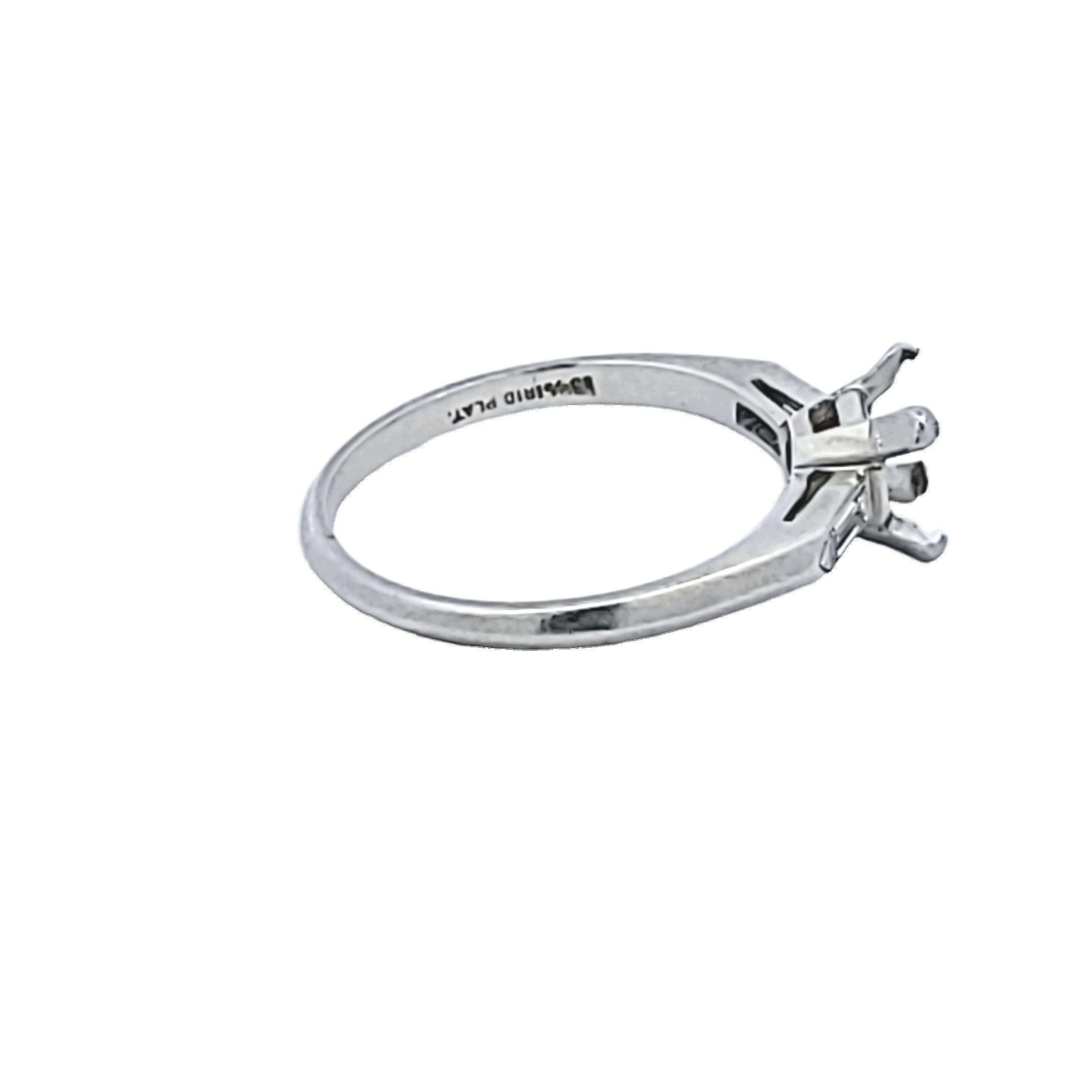 Carat Baguette Shape Diamond Platinum Semi Mount Ring