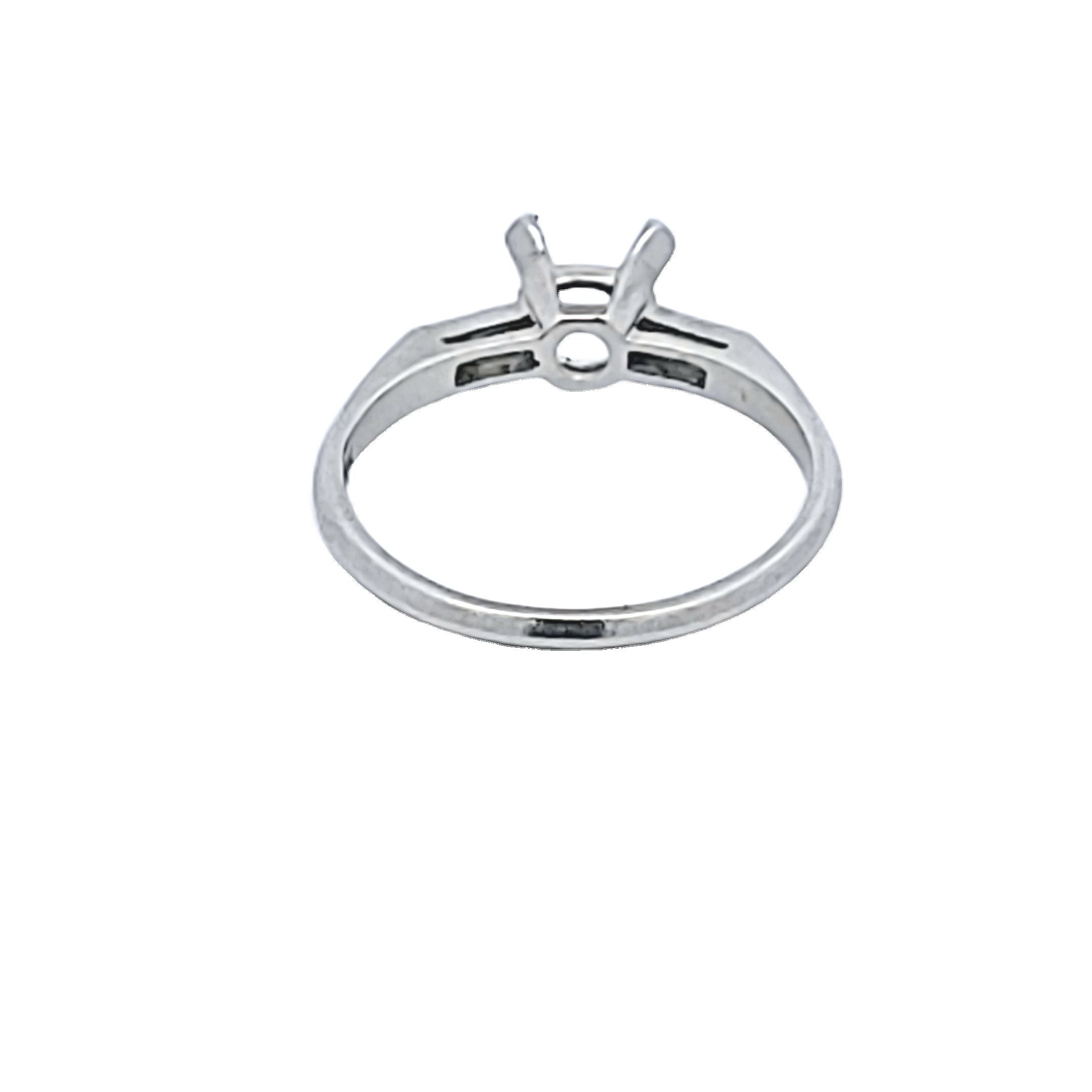 Carat Baguette Shape Diamond Platinum Semi Mount Ring