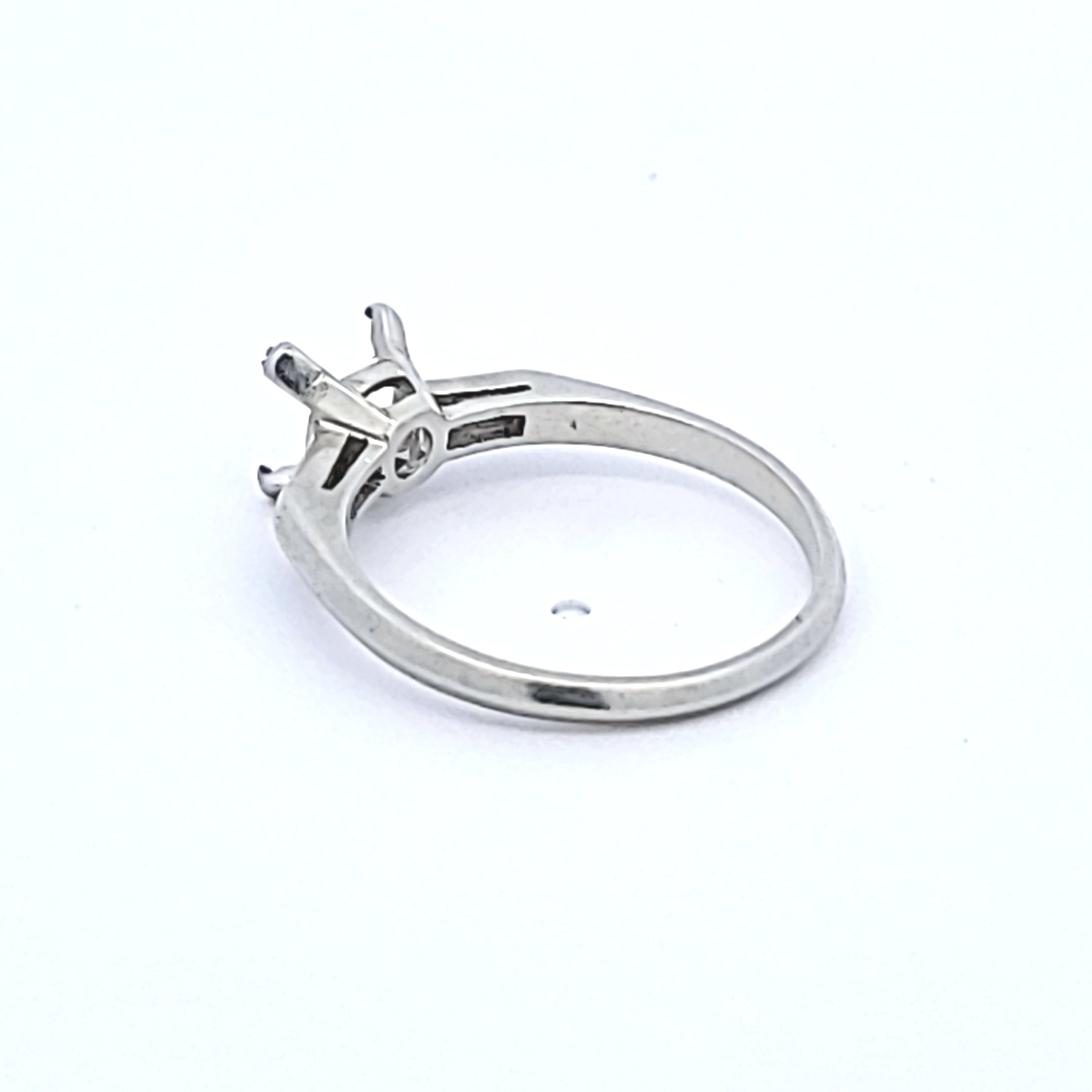Carat Baguette Shape Diamond Platinum Semi Mount Ring