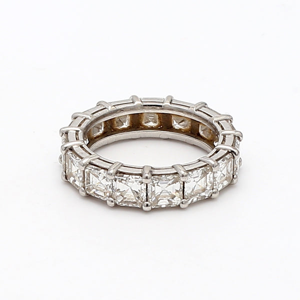 5.25 Carat Asscher Cut G VS1 Diamond Platinum Eternity Band Ring