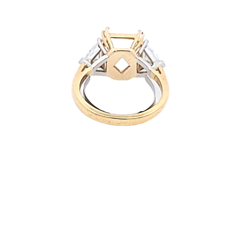 1.14 Carat Triangular Shape I SI1 Diamond 14 Karat Two Tone Gold Semi Mount Ring