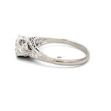 1.06 Carat Circular Brilliant and Round Brilliant Diamond Platinum Art Deco Ring