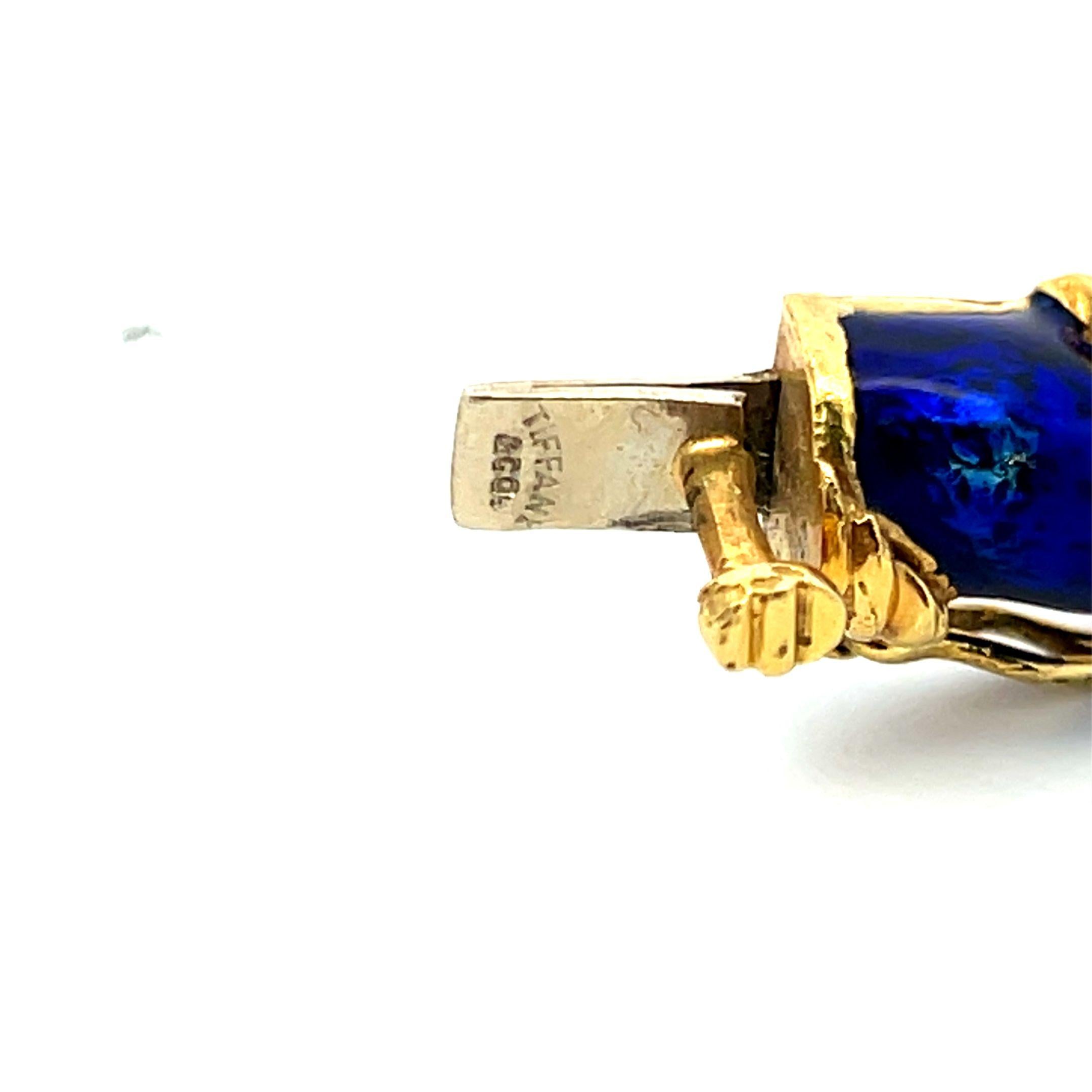 Tiffany & Co. 18K Yellow Gold Blue Enamel Twisted Rope Bangle Bracelet