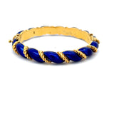 Tiffany & Co Blue Enamel 18 Karat Yellow Gold Bangle Bracelet