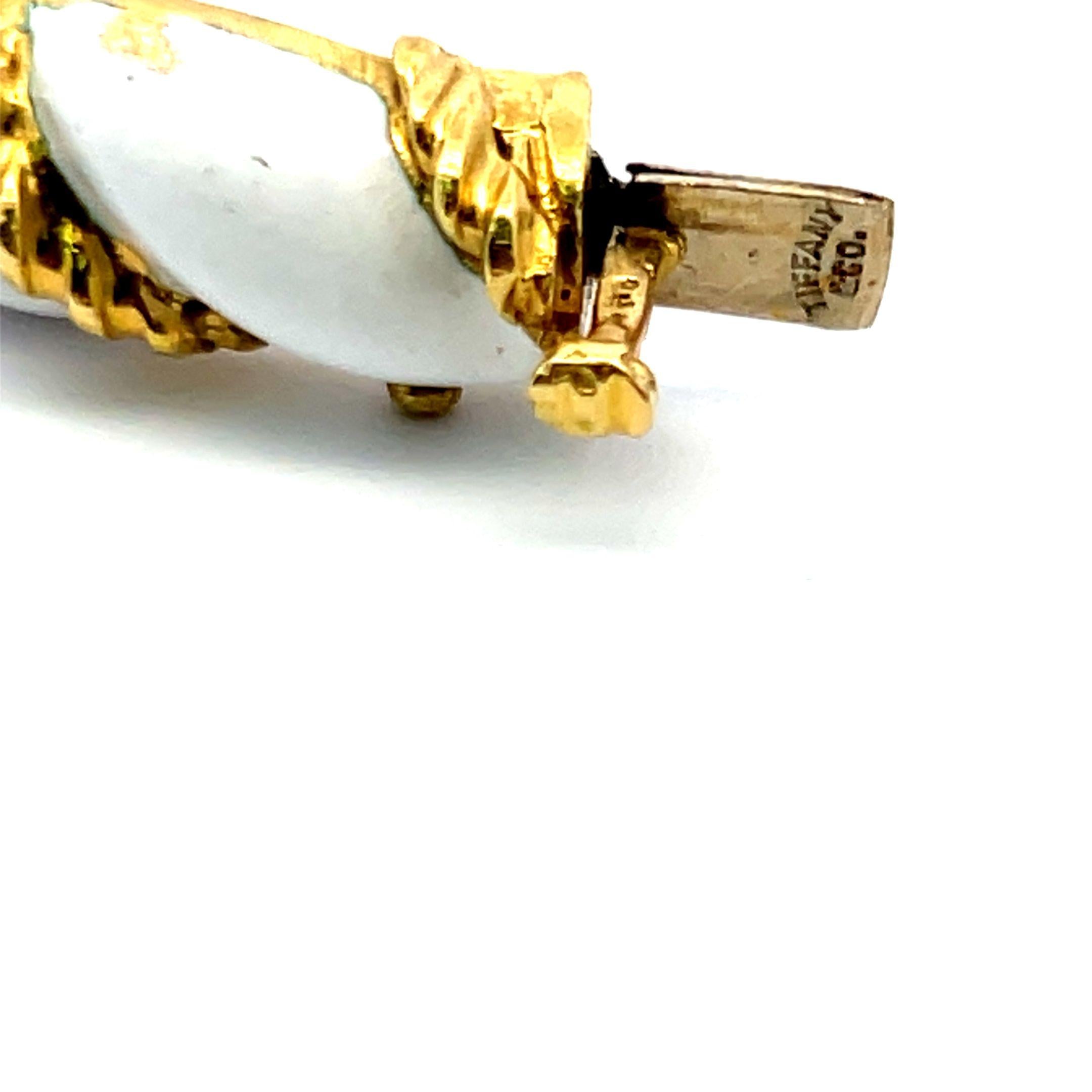 Tiffany & Co. 18K Yellow Gold White Enamel Twisted Rope Bangle Bracelet