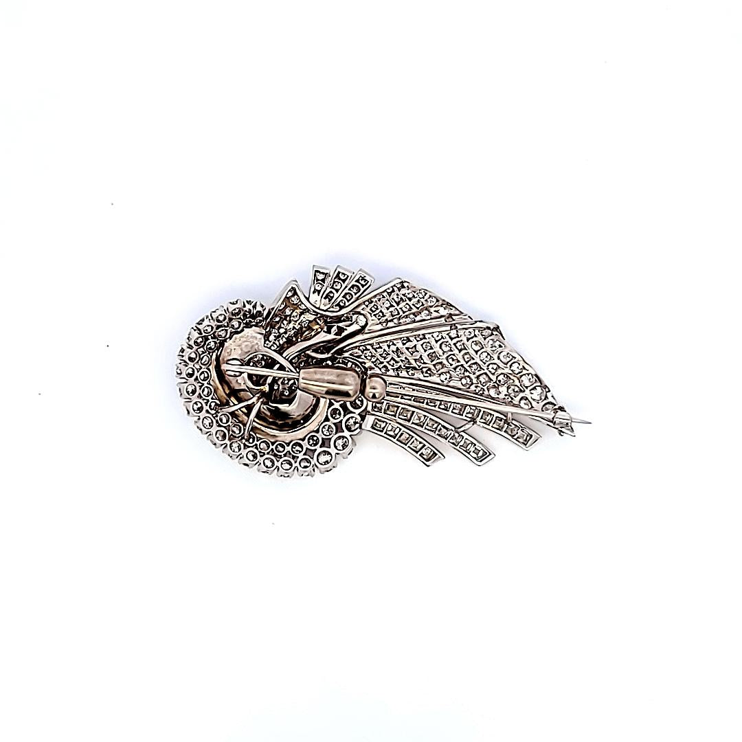 Vintage Platinum Pin Brooch with 6 Carat G VS1 Diamonds 70 mm X 40 mm 30.1 Grams