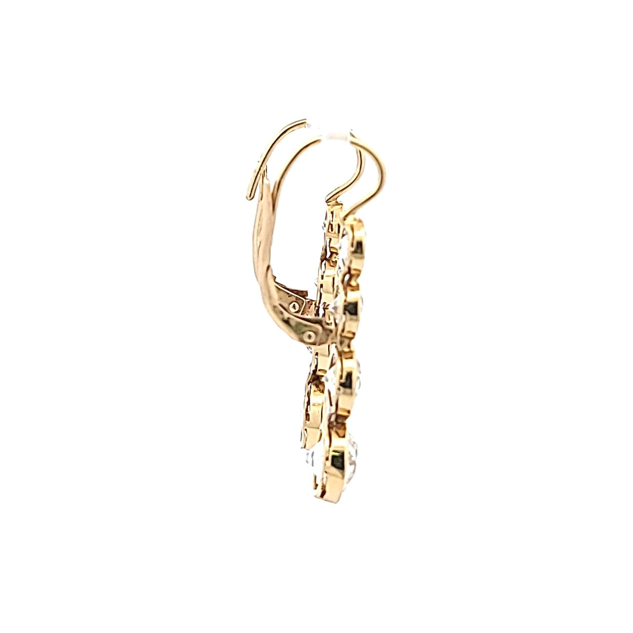 Estate 18K YG Leverback Earrings with 8.5 Carat Round & Old European Cut Diamond