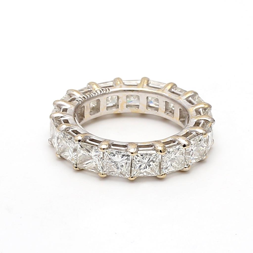 18K WG Eternity Band Ring with 7.92 Carat Princess Cut F-G VVS2 Diamonds Size 6