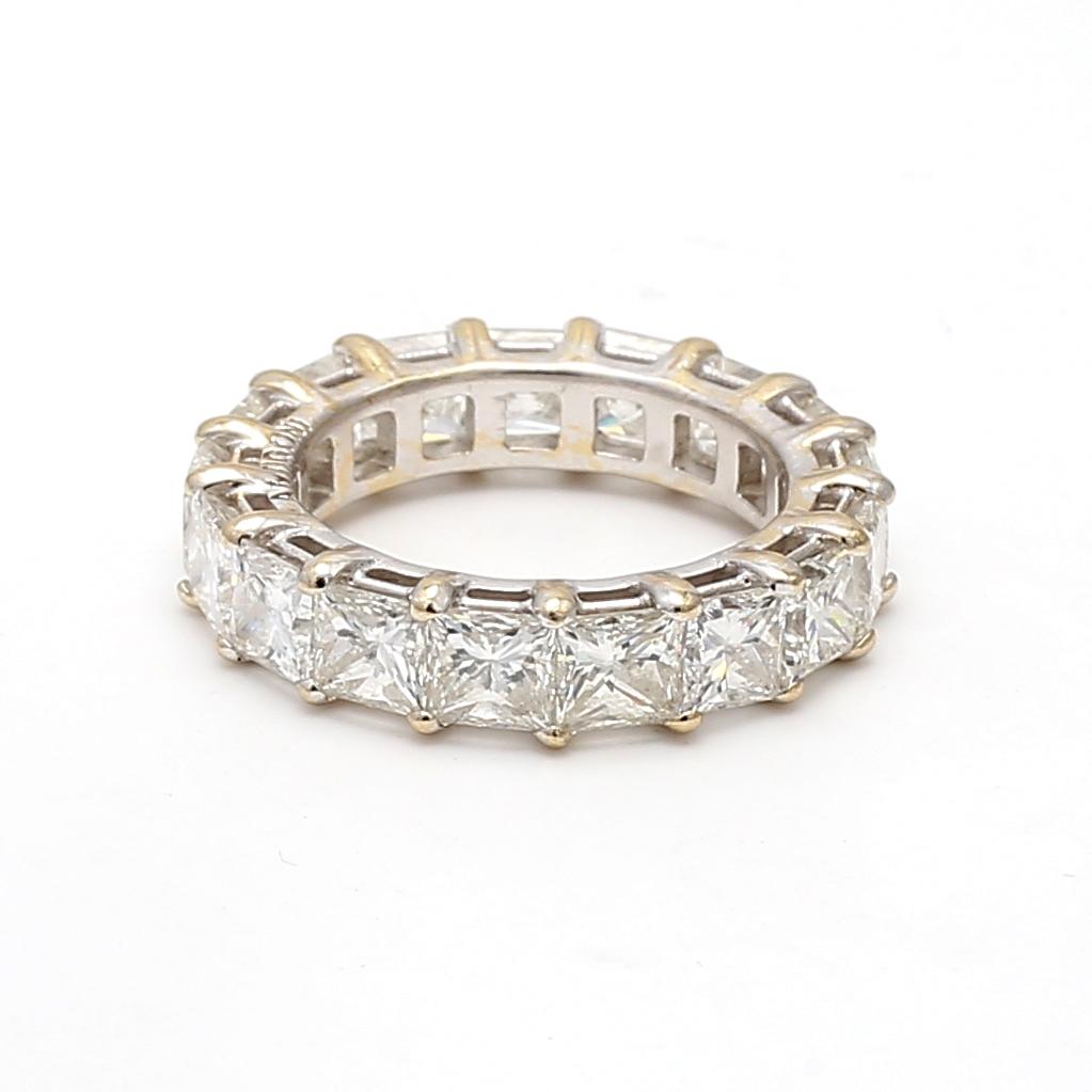 18K WG Eternity Band Ring with 7.92 Carat Princess Cut F-G VVS2 Diamonds Size 6