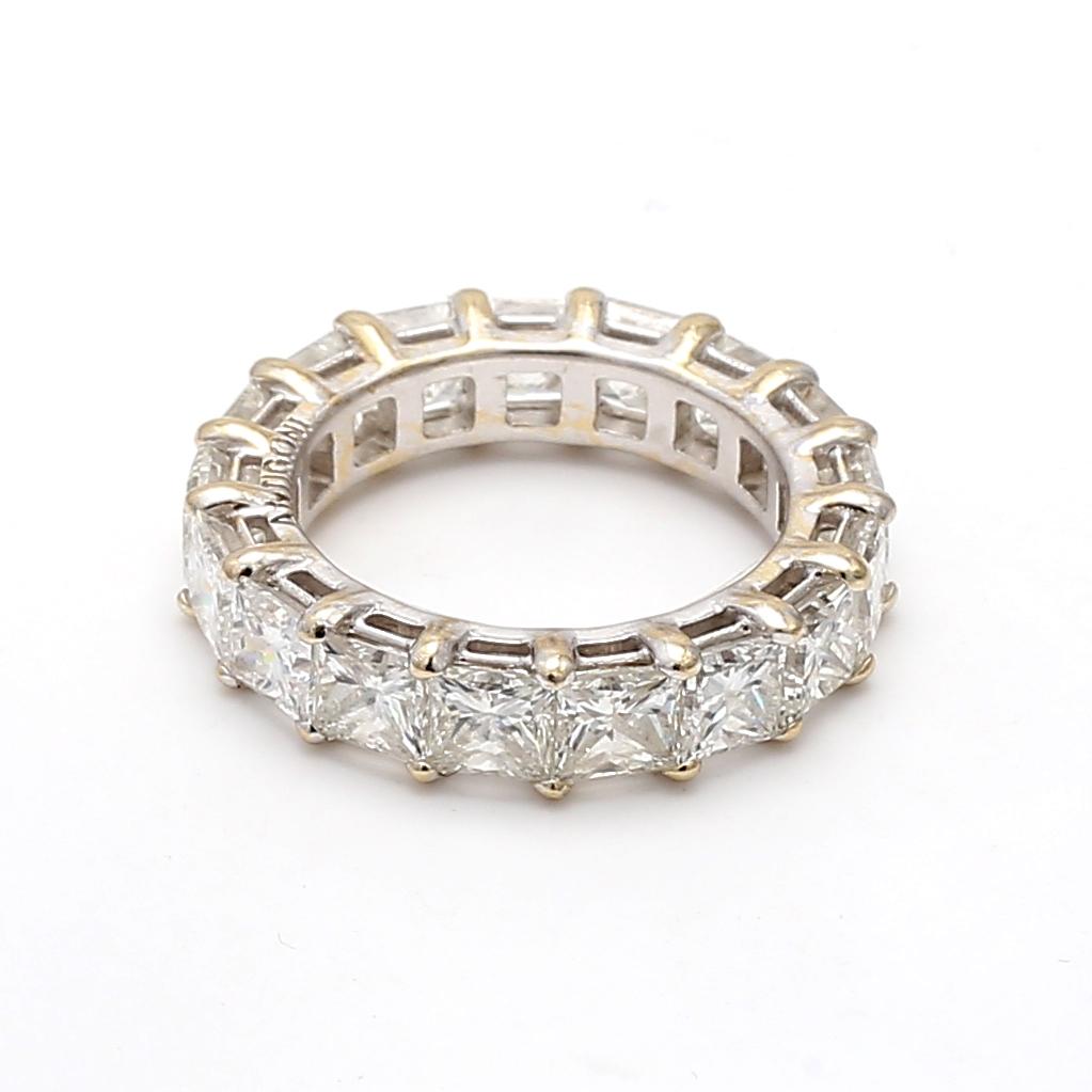 18K WG Eternity Band Ring with 7.92 Carat Princess Cut F-G VVS2 Diamonds Size 6